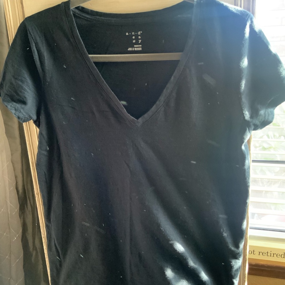Black V-Neck Women's Top
